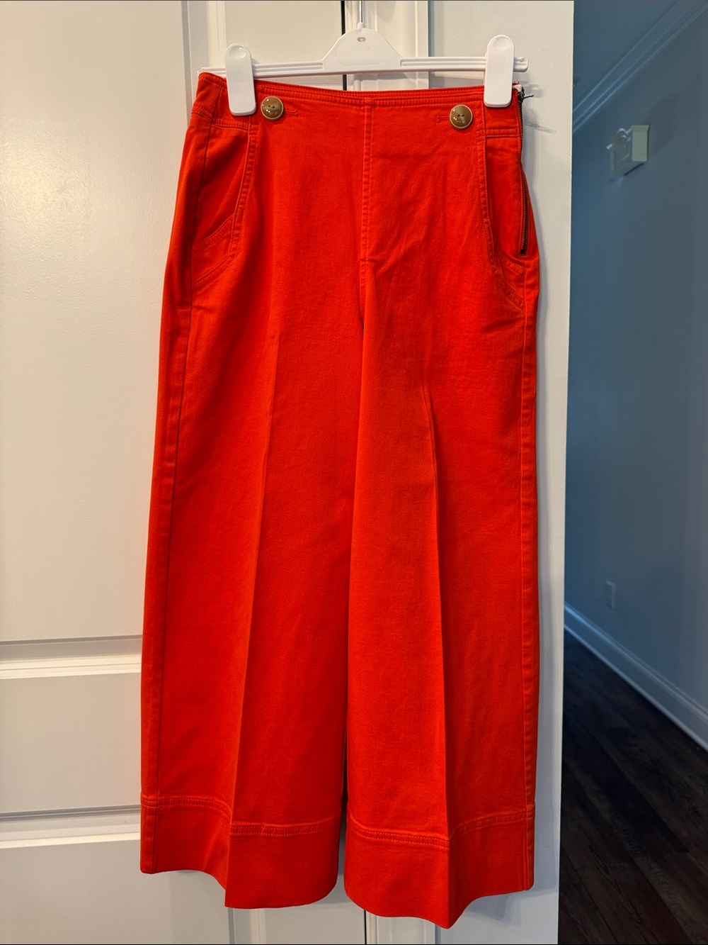 Anthropologie Maeve Bright Orange High-Rise Trousers